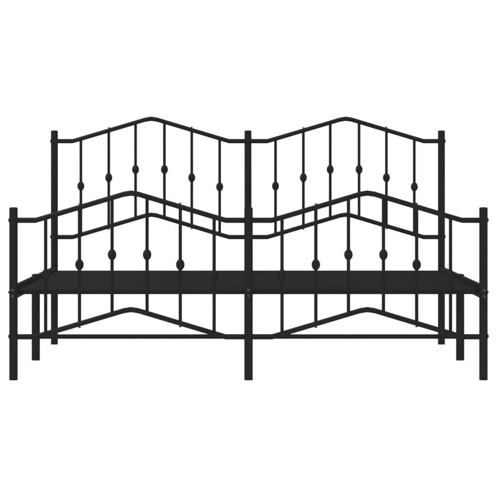 vidaXL Metal Bed Frame without Mattress with Footboard Black 183x213cm