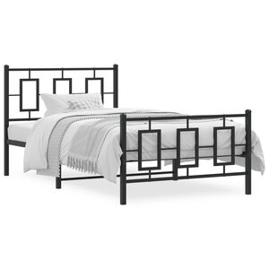 vidaXL Metal Bed Frame without Mattress with Footboard Black 100x200cm