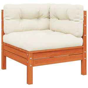 vidaXL Garden Sofa Corner with Cushions Wax Brown Solid Wood Pine