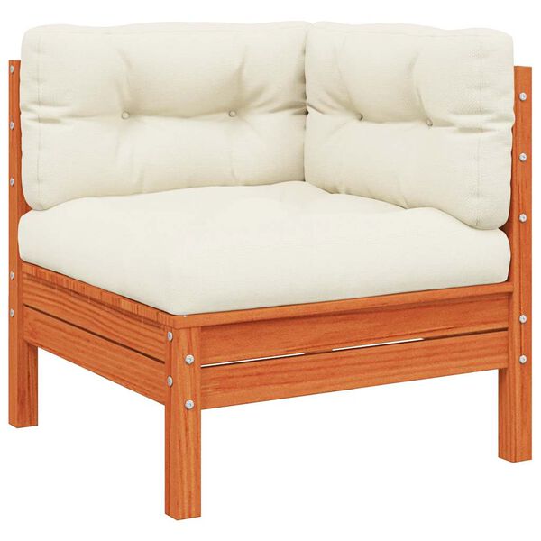 vidaXL Garden Sofa Corner with Cushions Wax Brown Solid Wood Pine