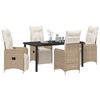 vidaXL Garden Dining Set with Cushion 5 pcs Beige Poly Rattan