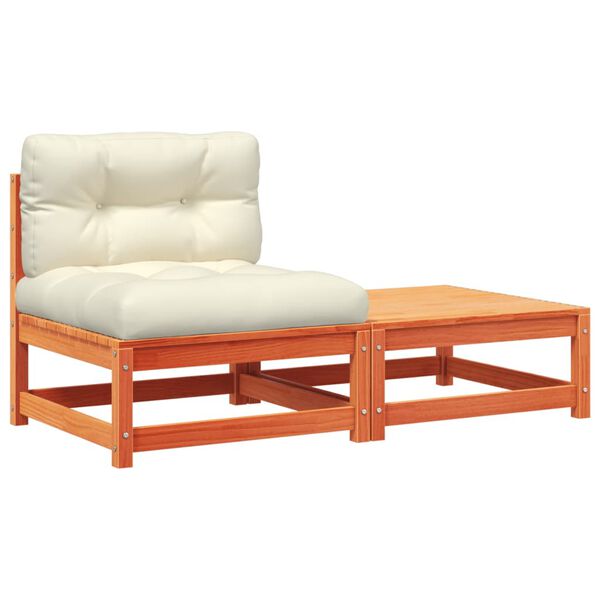 vidaXL Garden Sofa Armless with Cushions and Footstool