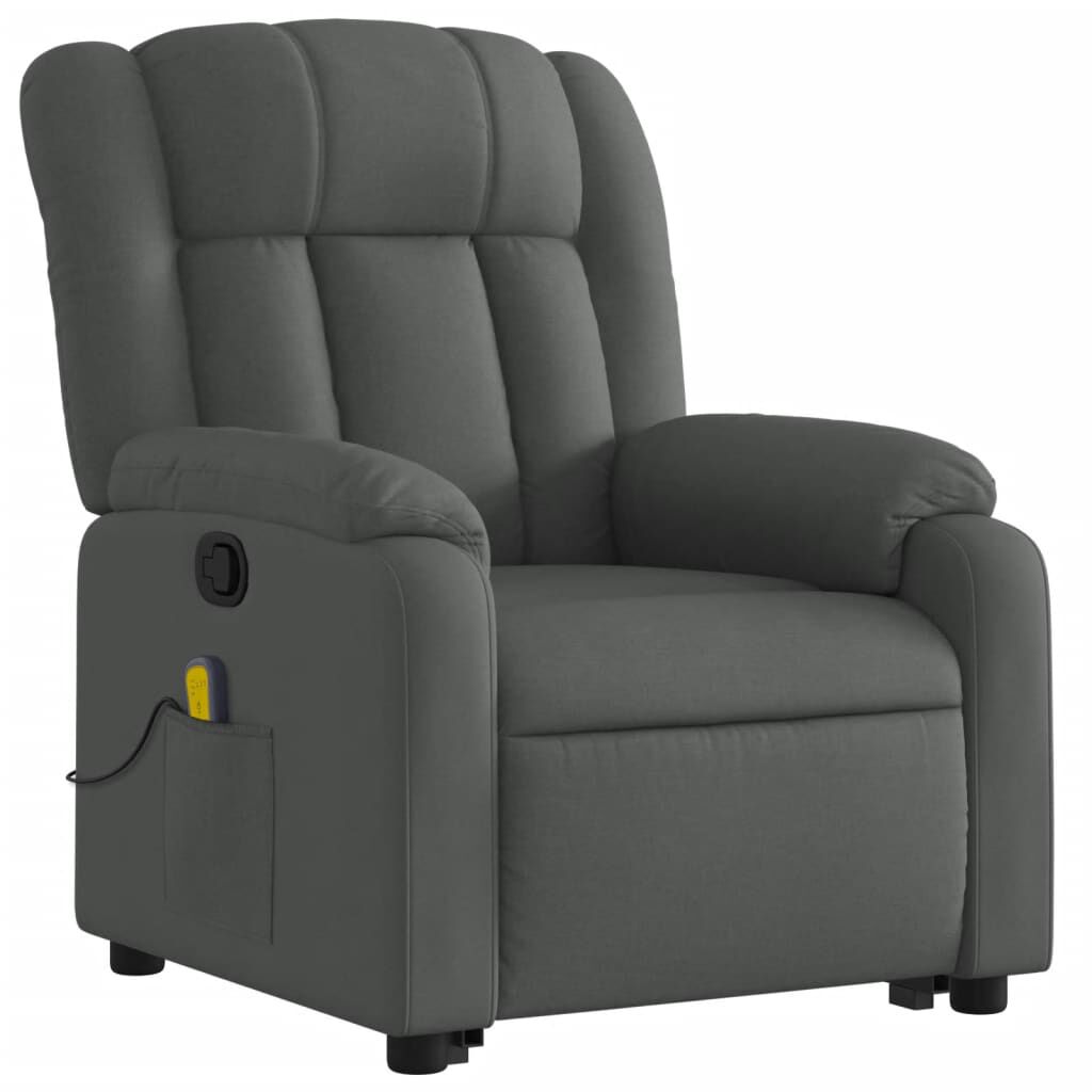 vidaXL Stand up Massage Recliner Chair Dark Grey Fabric
