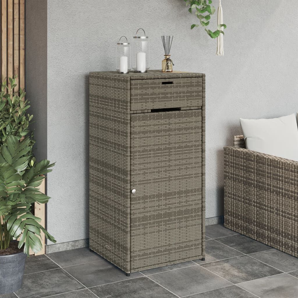 vidaXL Garden Storage Cabinet Grey 55x55x111 cm Poly Rattan
