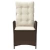 vidaXL Reclining Garden Chair with Cushions Brown Poly Rattan