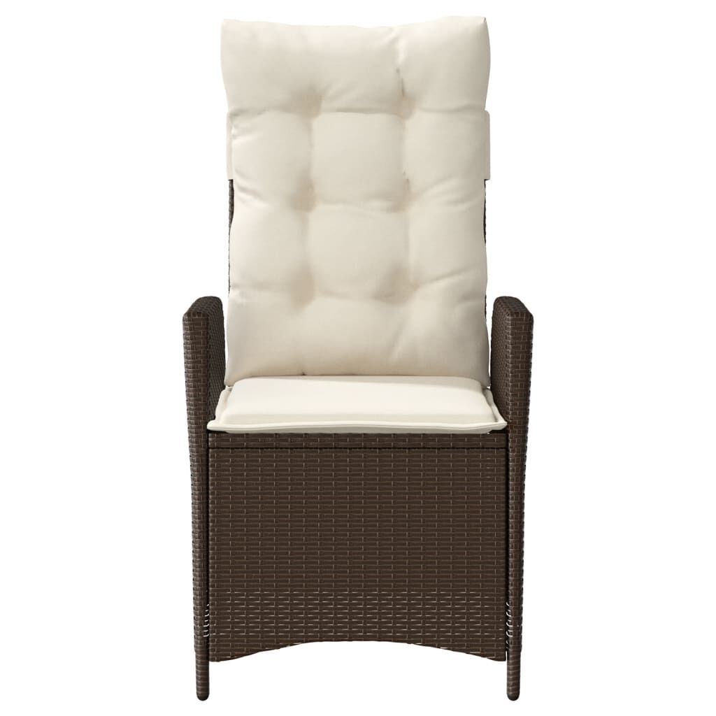 vidaXL Reclining Garden Chair with Cushions Brown Poly Rattan