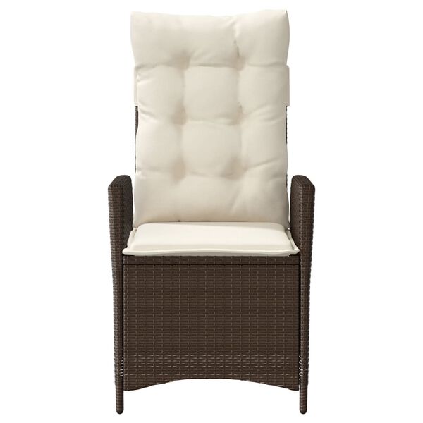 vidaXL Reclining Garden Chair with Cushions Brown Poly Rattan