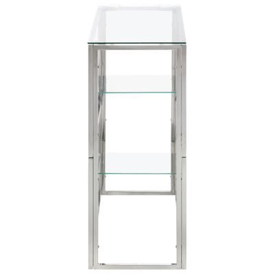 vidaXL Console Table Silver Stainless Steel and Tempered Glass