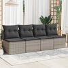 vidaXL Garden Sofa with Cushions 4-Seater Grey Poly Rattan