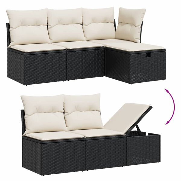 vidaXL 8 Piece Garden Sofa Set with Cushions Black Poly Rattan