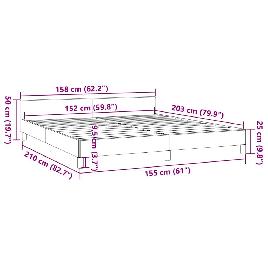 vidaXL Bed Frame without Mattress Black Queen Faux Leather