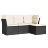 vidaXL 4 Piece Garden Sofa Set with Cushions Black Poly Rattan