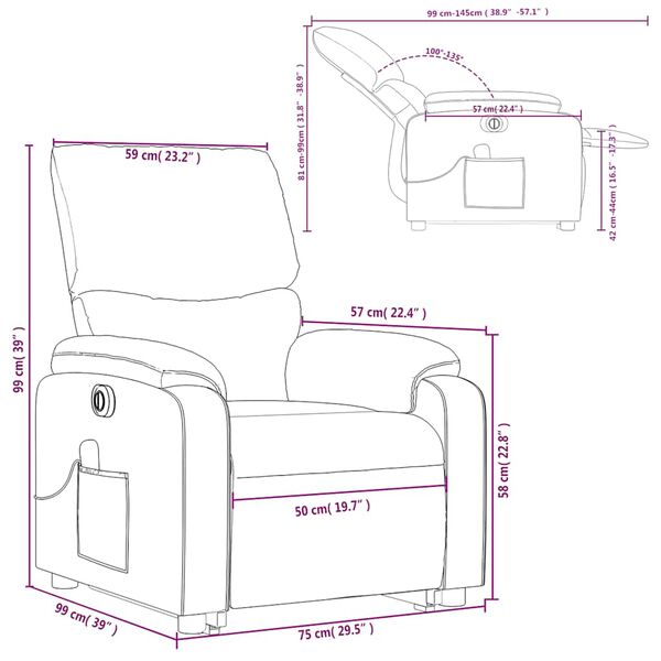 vidaXL Electric Stand up Massage Recliner Chair Dark Grey Fabric