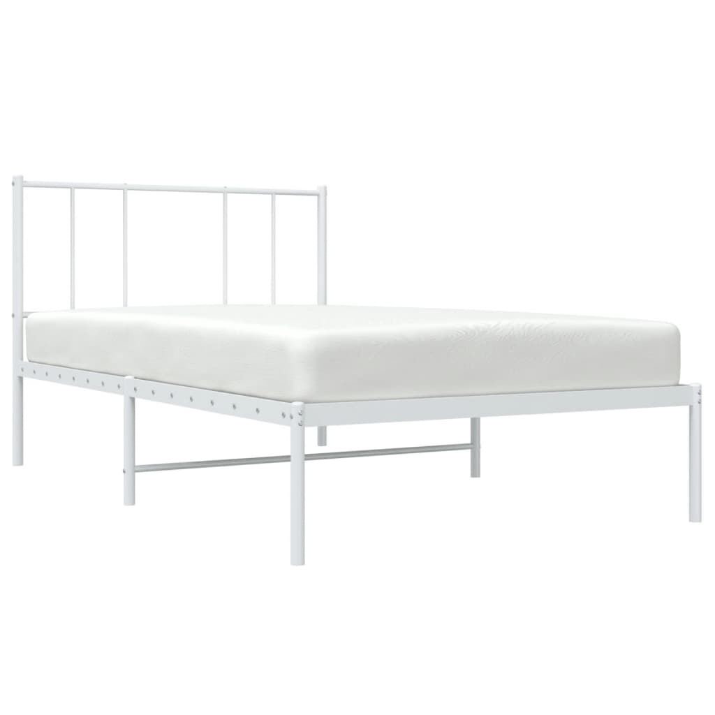 vidaXL Metal Bed Frame without Mattress with Headboard White 100x190cm