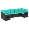 vidaXL 7 Piece Garden Sofa Set with Cushions Black Poly Rattan