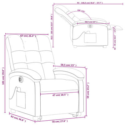 vidaXL Electric Stand up Massage Recliner Chair Cream Fabric