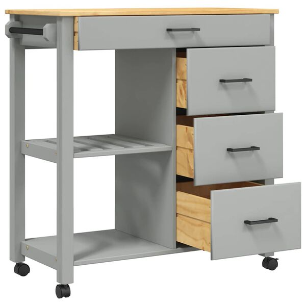 vidaXL Kitchen Trolley MONZA 84x40x90 cm Solid Wood Pine