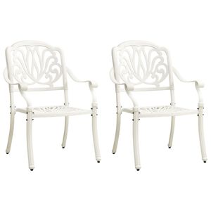 vidaXL Garden Chairs 2 pcs Cast Aluminium White