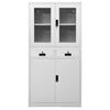 vidaXL Office Cabinet Light Grey 90x40x180 cm Steel and Tempered Glass