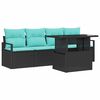 vidaXL Sofa Set with Cushion 5 pcs Black Poly Rattan