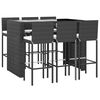vidaXL 7 Piece Garden Bar Set with Cushions Black Poly Rattan