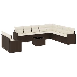 vidaXL 11 Piece Garden Sofa Set with Cushions Brown Poly Rattan