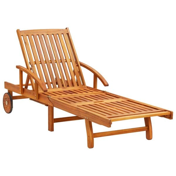vidaXL Garden Sun Lounger with Cushion Solid Acacia Wood