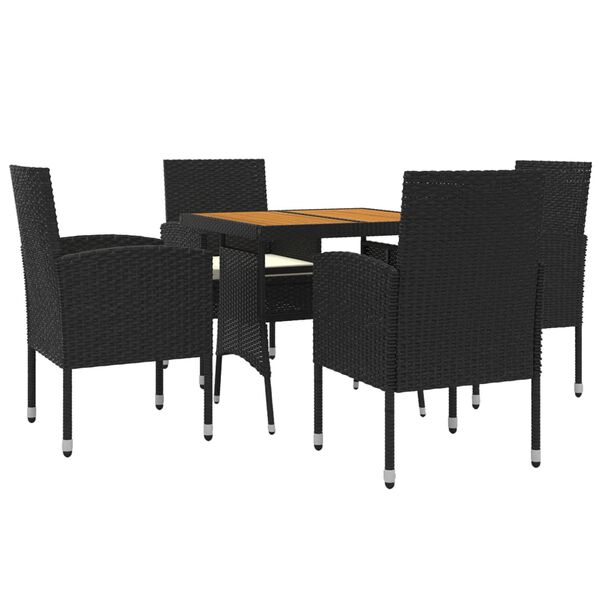 vidaXL 5 Piece Outdoor Dining Set Poly Rattan Black