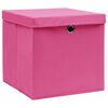 vidaXL Storage Boxes with Lids 4 pcs Pink 32x32x32 cm Fabric