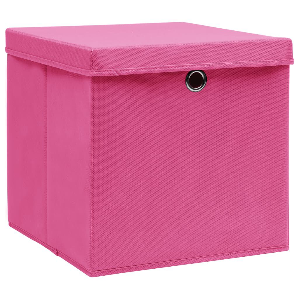 vidaXL Storage Boxes with Lids 4 pcs Pink 32x32x32 cm Fabric