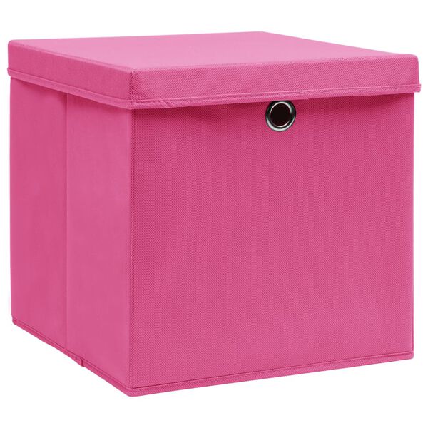vidaXL Storage Boxes with Lids 4 pcs Pink 32x32x32 cm Fabric