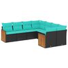 vidaXL 8 Piece Garden Sofa Set with Cushions Black Poly Rattan