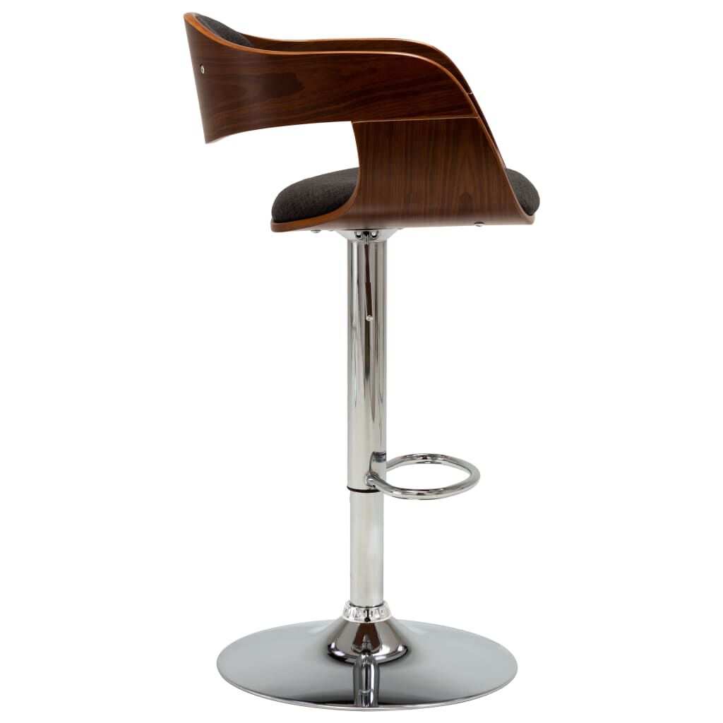 vidaXL Bar Stool Grey Bent Wood and Fabric