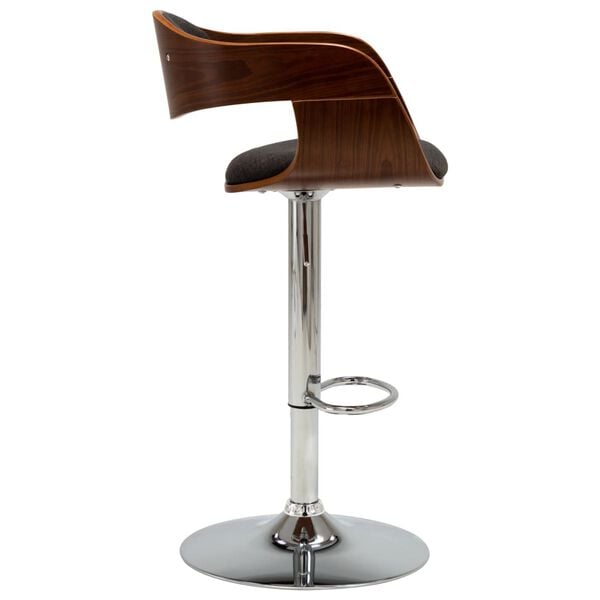 vidaXL Bar Stool Grey Bent Wood and Fabric