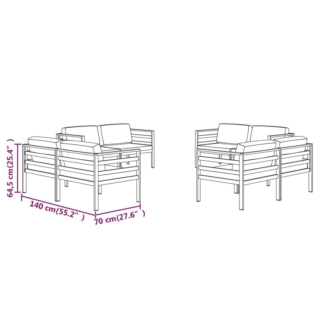 vidaXL 8 Piece Garden Lounge Set with Cushions Aluminium Anthracite