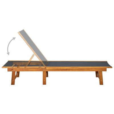 vidaXL Sun Lounger Solid Acacia Wood and Textilene