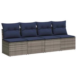 vidaXL Garden Sofa with Cushion Grey 220 x 62 x 69 cm Poly Rattan