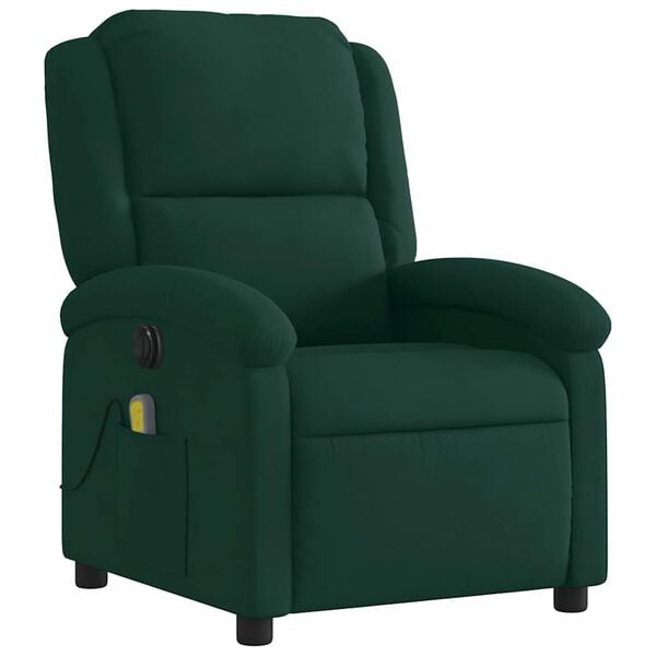 vidaXL Electric Massage Recliner Chair Dark Green Velvet