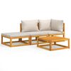 vidaXL 4 Piece Garden Lounge Set with Light Grey Cushions Solid Wood