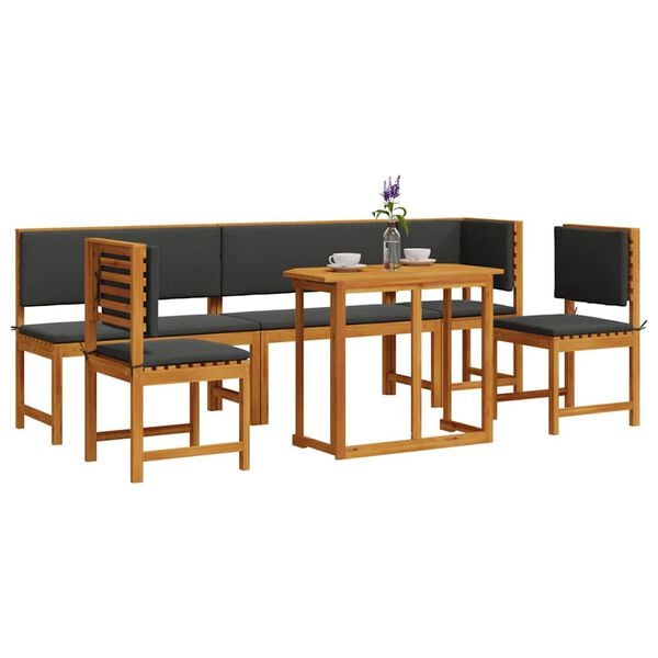 vidaXL Garden Bistro Set 6 pcs Brown Solid Acacia Wood