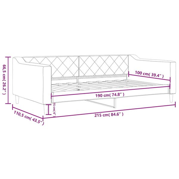 vidaXL Day Bed without Mattress Dark Grey 100x190 cm Fabric