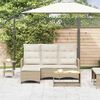 vidaXL Reclining Garden Sofa with Cushions L-shaped Beige Poly Rattan
