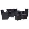 vidaXL 6 Piece Garden Lounge Set with Cushions Poly Rattan Black