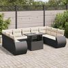 vidaXL 10 Piece Garden Sofa Set with Cushions Black Poly Rattan