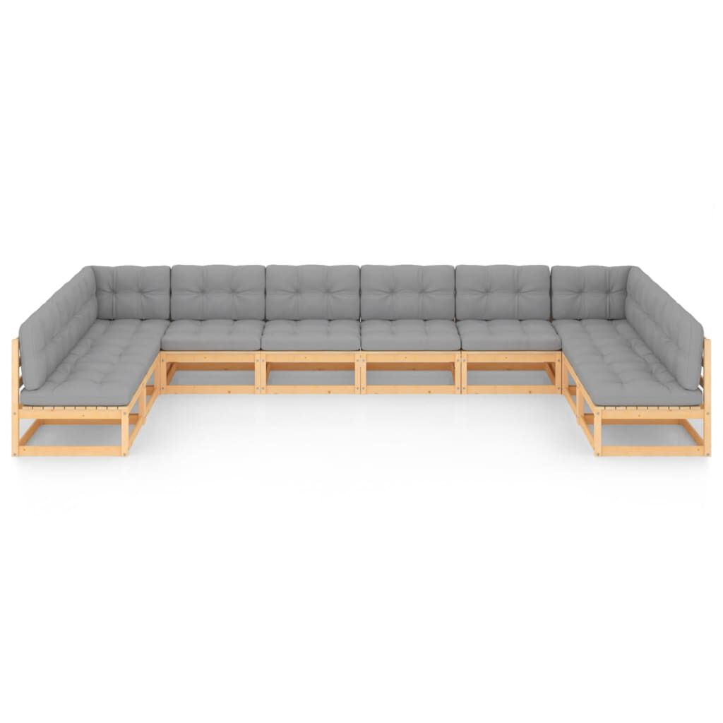 vidaXL 10 Piece Garden Lounge Set with Cushions Solid Pinewood