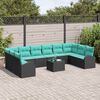 vidaXL Garden Sofa Set 11 pcs Black and Turquoise Poly Rattan