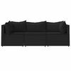 vidaXL 3 Piece Garden Lounge Set with Cushions Black Poly Rattan