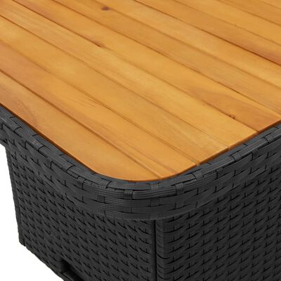 vidaXL 3 Piece Garden Dining Set with Cushions Black Poly Rattan