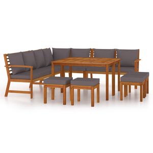 vidaXL 11 Piece Garden Dining Set with Cushions Solid Wood Acacia