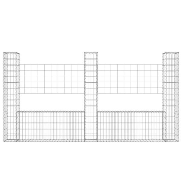 vidaXL U-shape Gabion Basket with 3 Posts Iron 260x20x150 cm